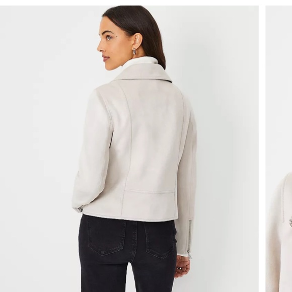 Ann Taylor Faux Suede Moto Jacket. Size 12. - Picture 2 of 8